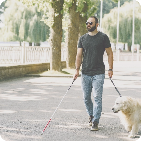 Man with guide dog